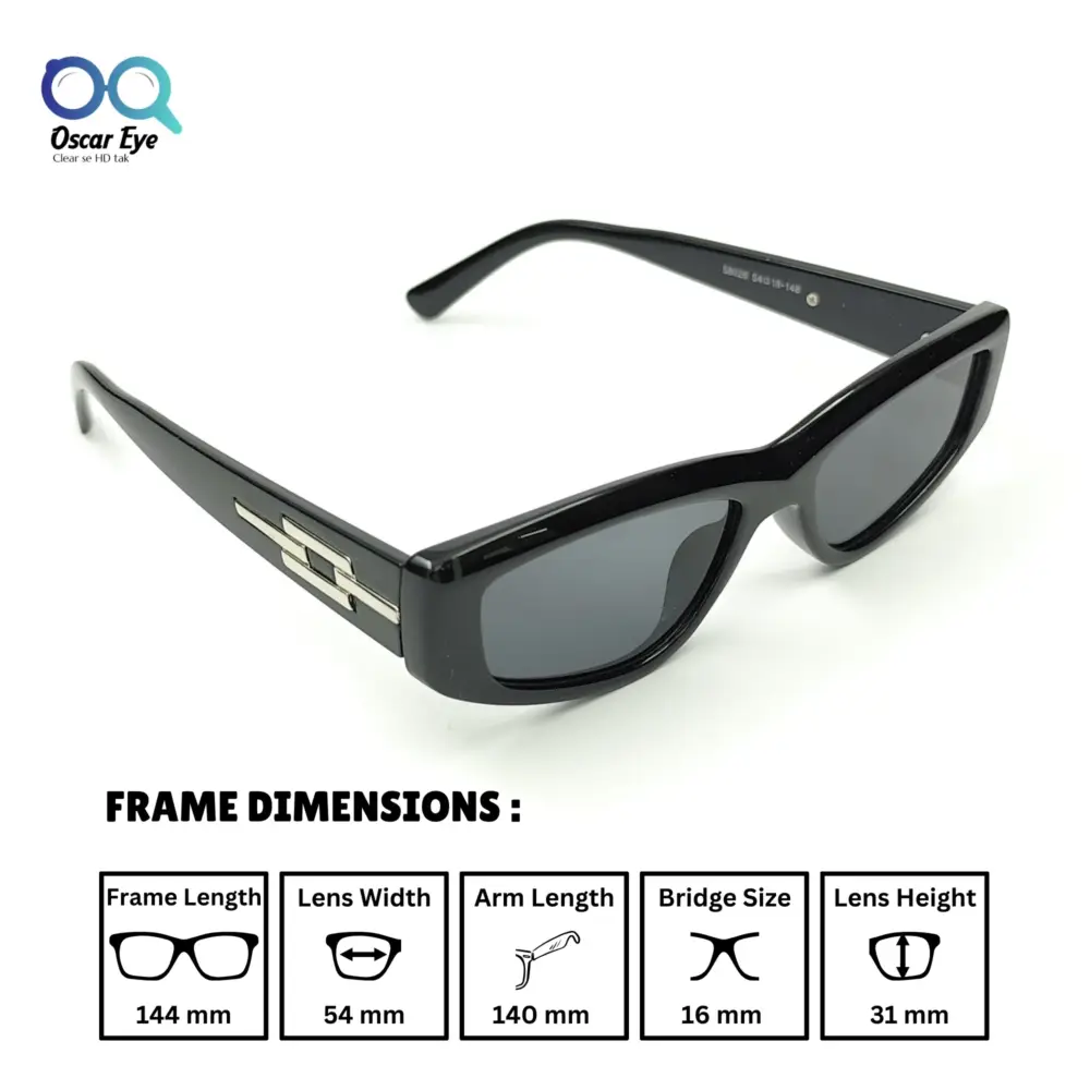 Black Rectangular CatEye Power Sunglasses |OscarEye|