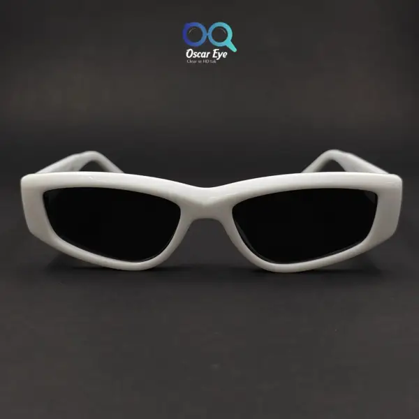 Retro White Rectangular CatEye Power Sunglasses |OscarEye|