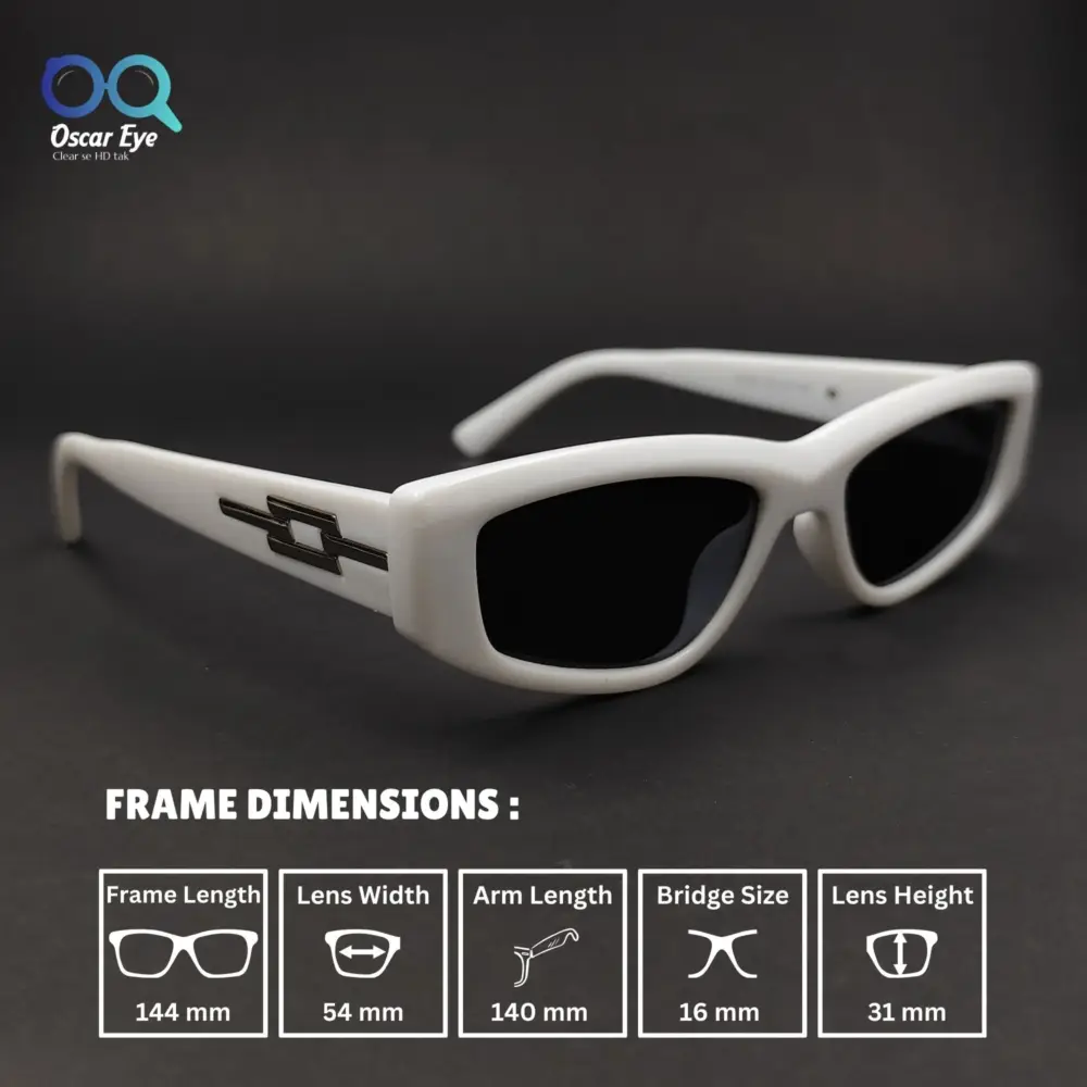 Retro White Rectangular CatEye Power Sunglasses |OscarEye|