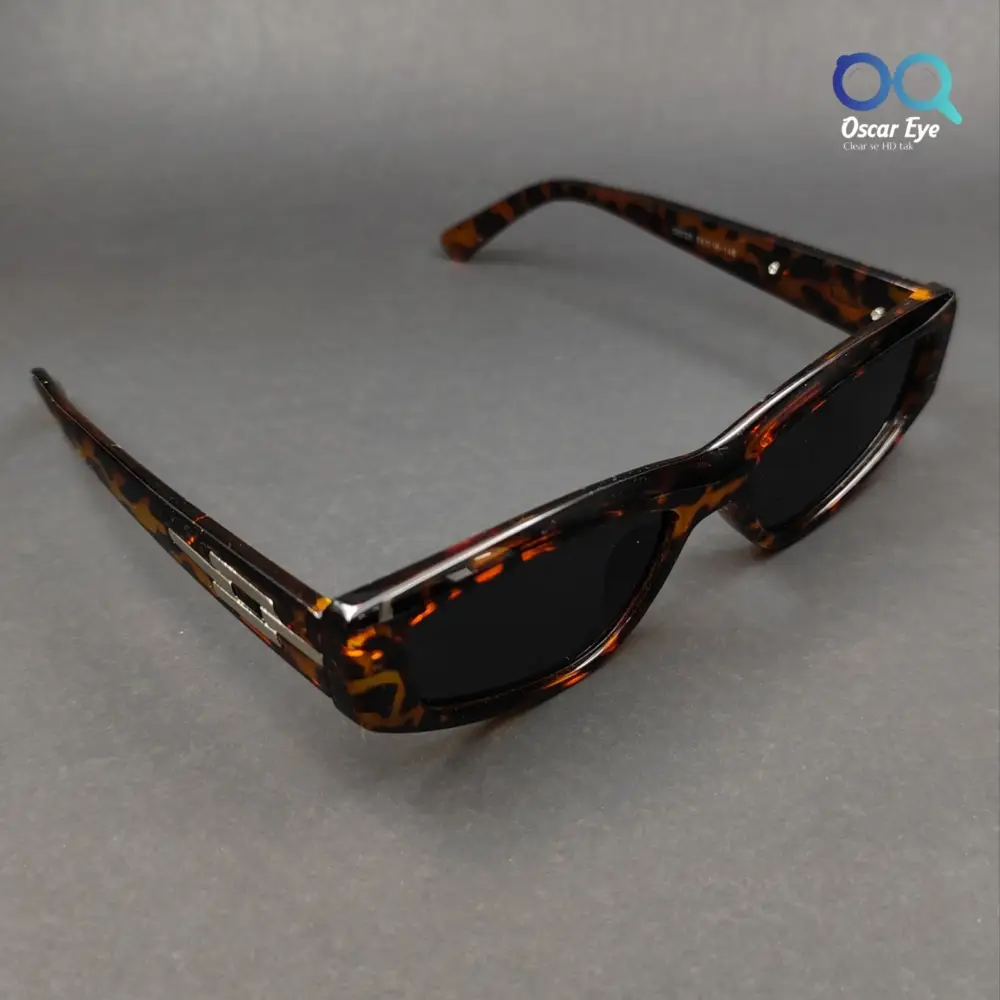 Leopard Black Rectangular CatEye Power Sunglasses |OscarEye|