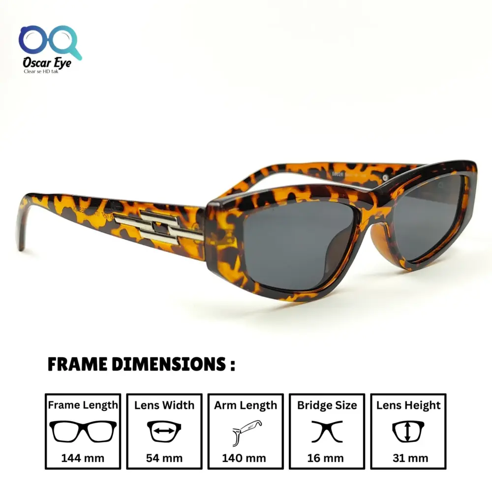 Leopard Black Rectangular CatEye Power Sunglasses |OscarEye|