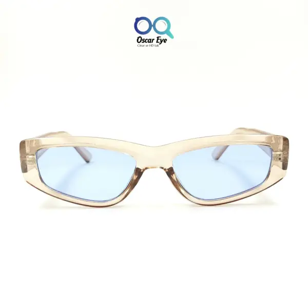 Transparent Pink Blue Rectangular CatEye Power Sunglasses