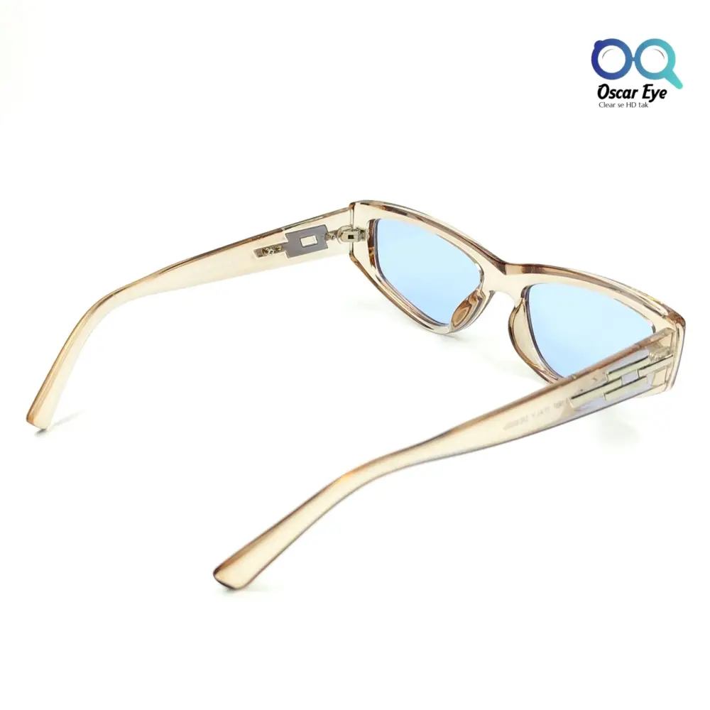 Transparent Pink Blue Rectangular CatEye Power Sunglasses