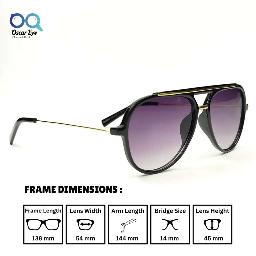 Black Purple Round Aviator Power Sunglasses |OscarEye|