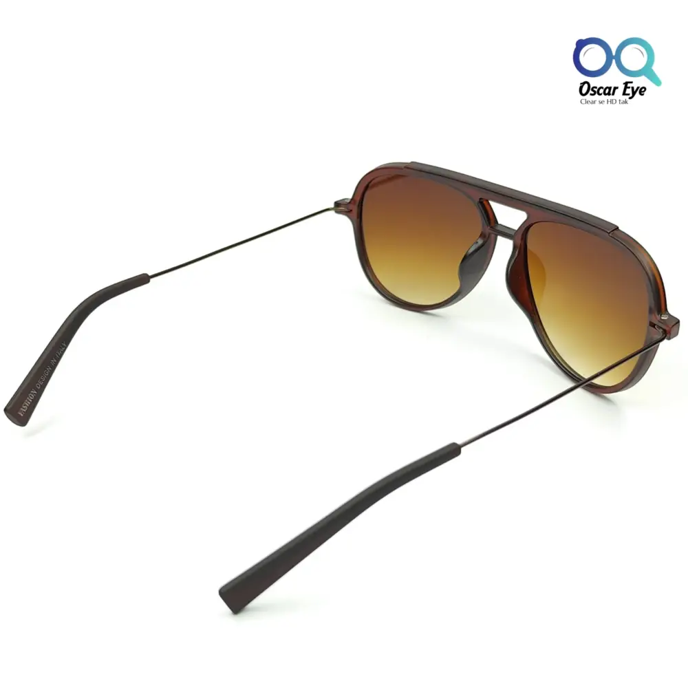 Matte Brown Trending Round Aviator Power Sunglasses |OscarEye|