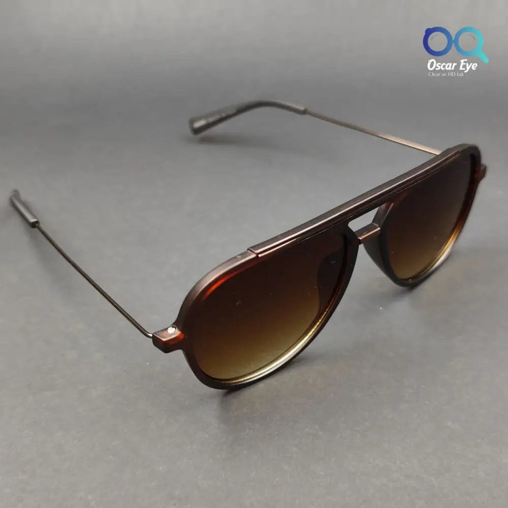 Matte Brown Trending Round Aviator Power Sunglasses |OscarEye|