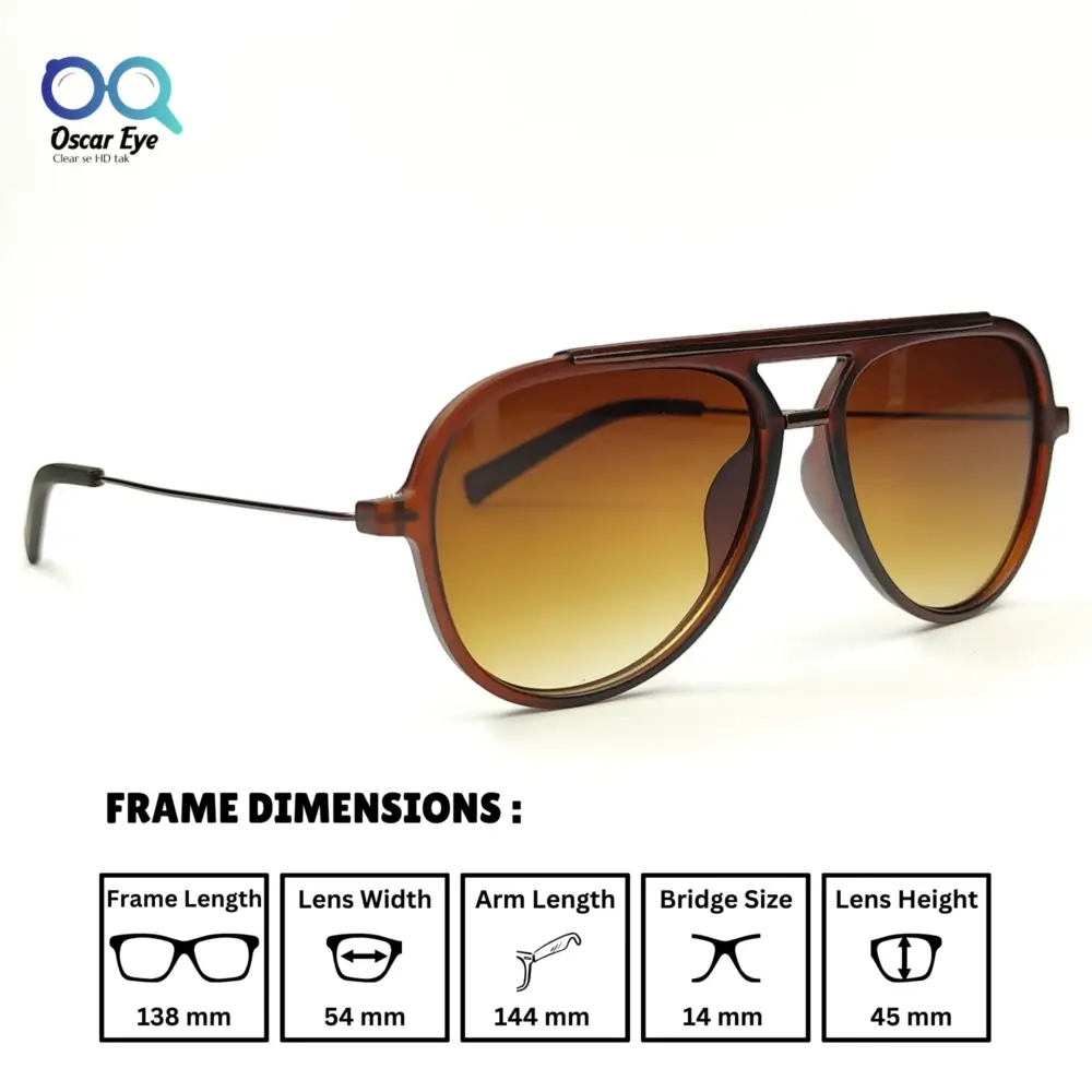 Matte Brown Trending Round Aviator Power Sunglasses |OscarEye|