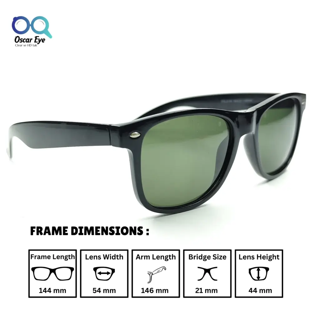 Black Green Wayfarer Polarized Power Sunglasses |OscarEye|