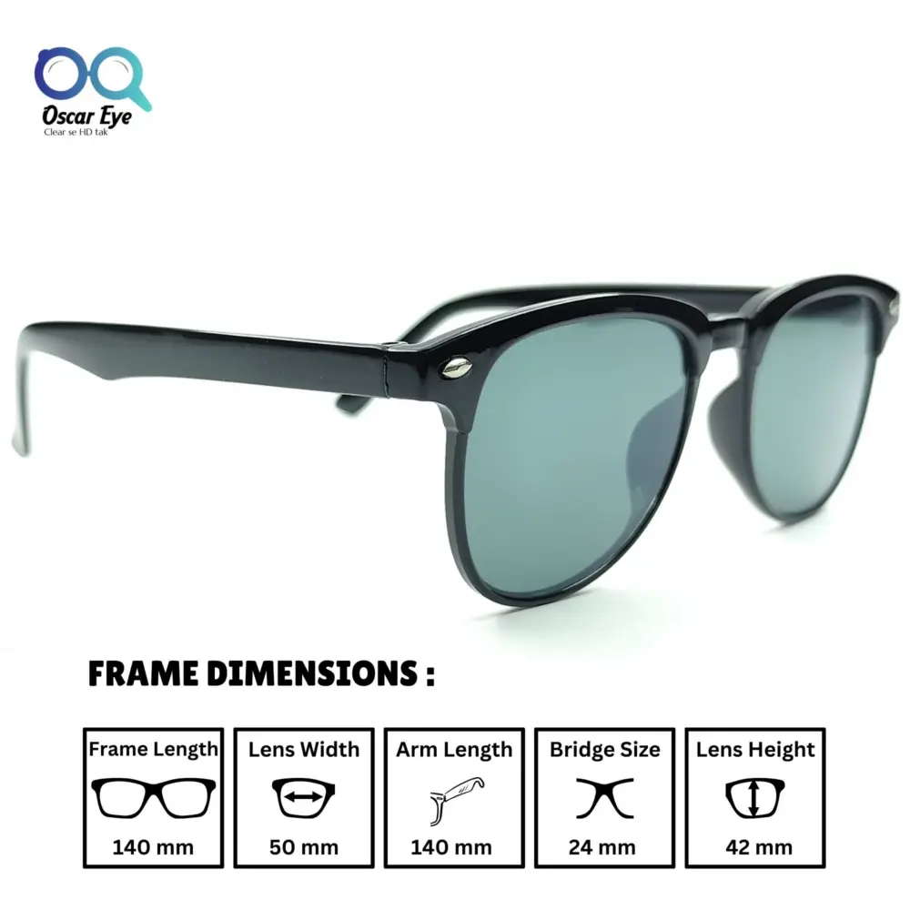 Black Grey Round ClubMaster UV-400 Sunglasses |OscarEye|