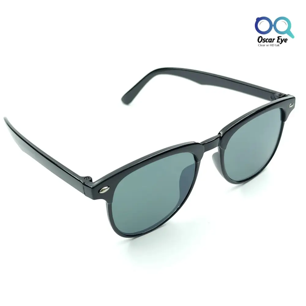 Black Grey Round ClubMaster UV-400 Sunglasses |OscarEye|