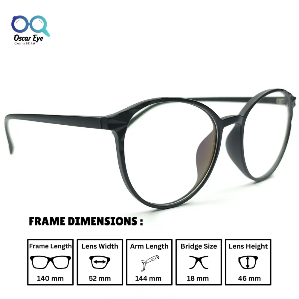 Matte Black Panto Round UV-400 Computer EyeGlasses |OscarEye|