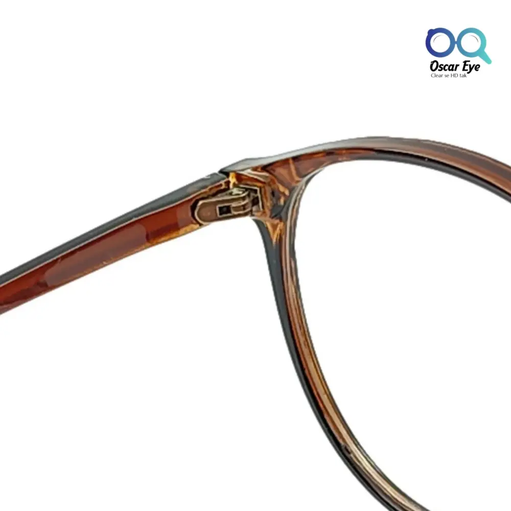 Glossy Brown Panto Round UV-400 Computer EyeGlasses