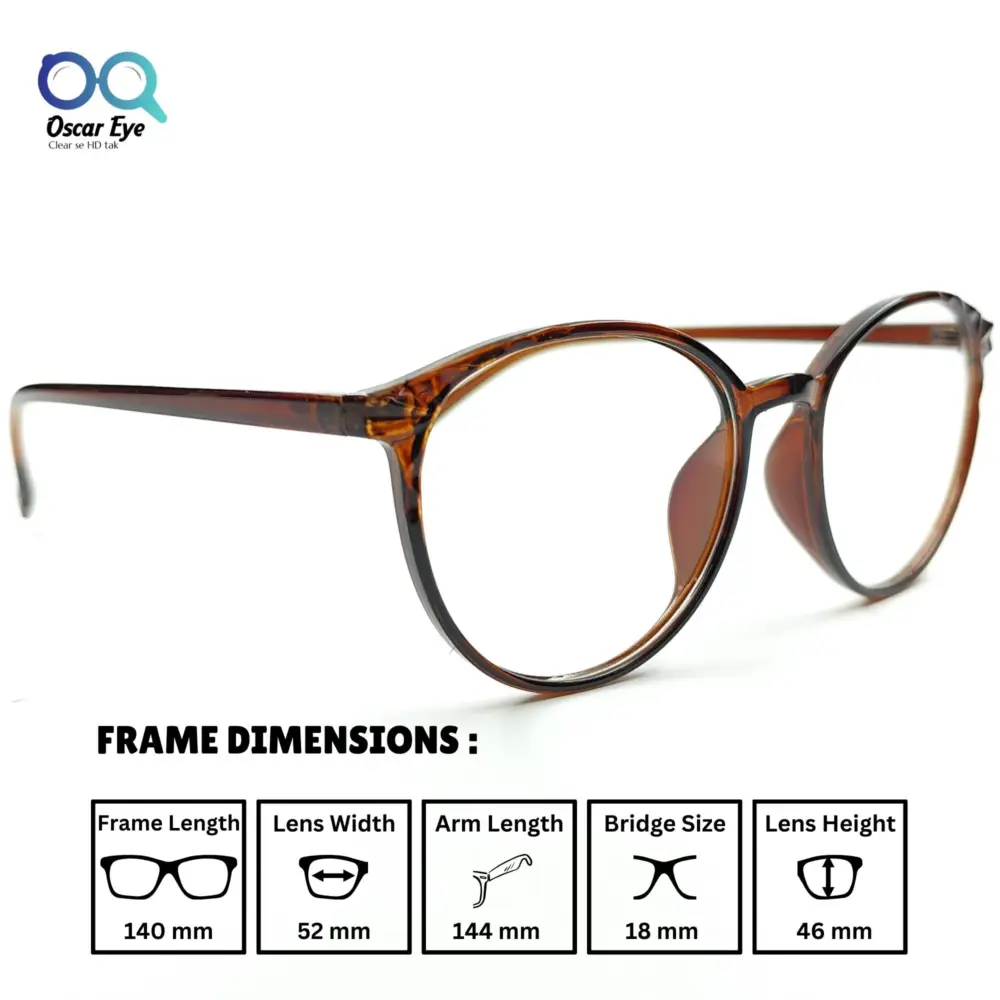 Glossy Brown Panto Round UV-400 Computer EyeGlasses