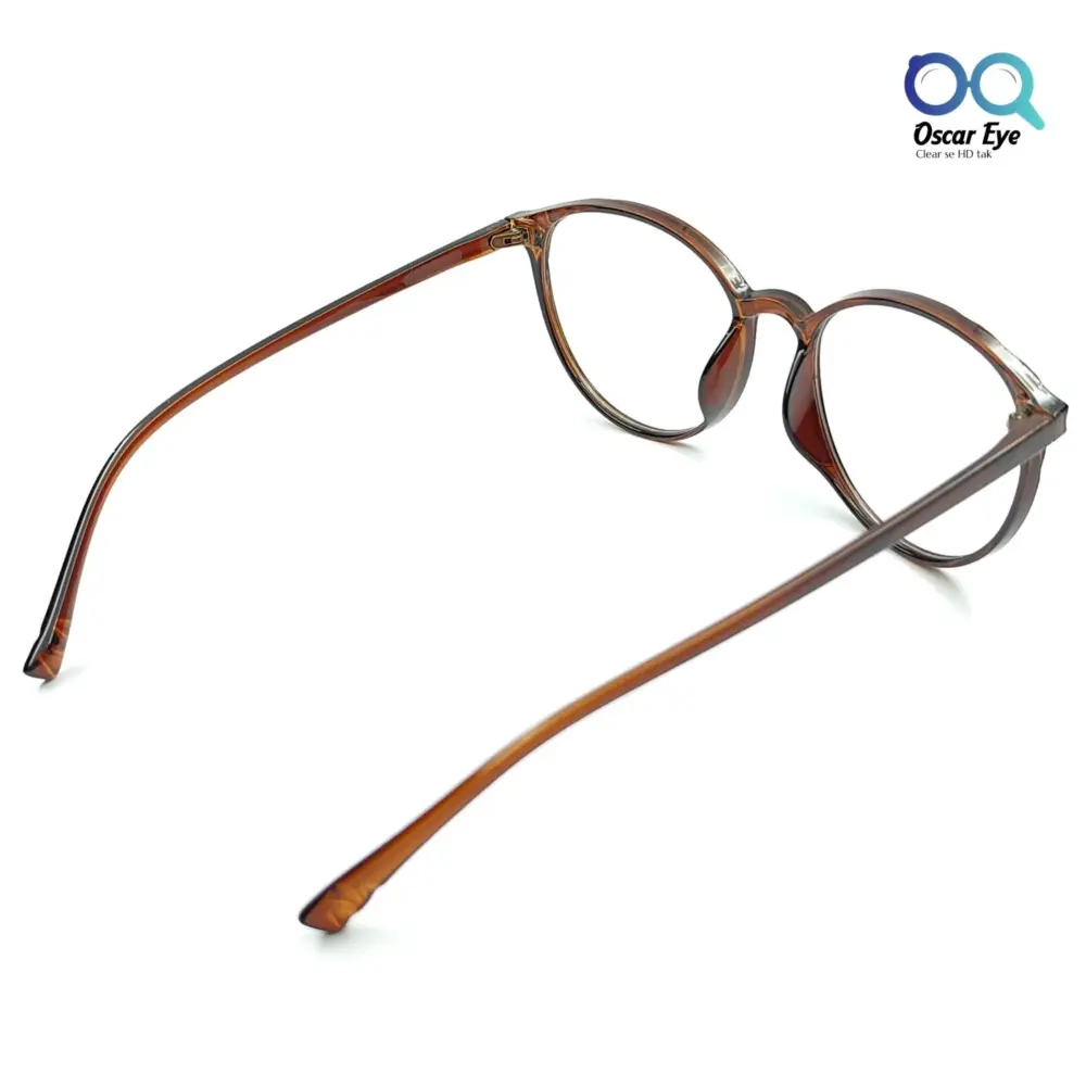 Glossy Brown Panto Round UV-400 Computer EyeGlasses