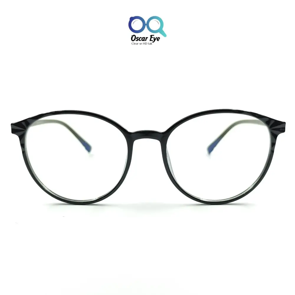 Glossy Black Panto Round UV-400 Computer EyeGlasses