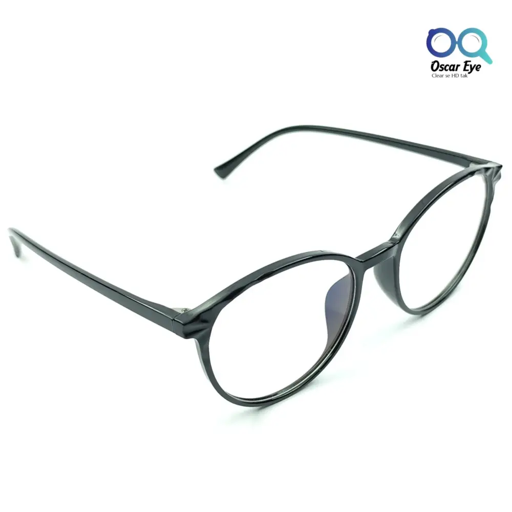 Glossy Black Panto Round UV-400 Computer EyeGlasses