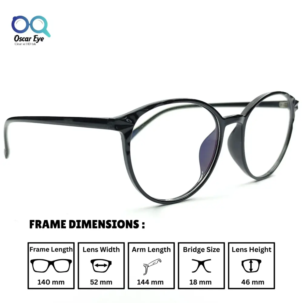 Glossy Black Panto Round UV-400 Computer EyeGlasses