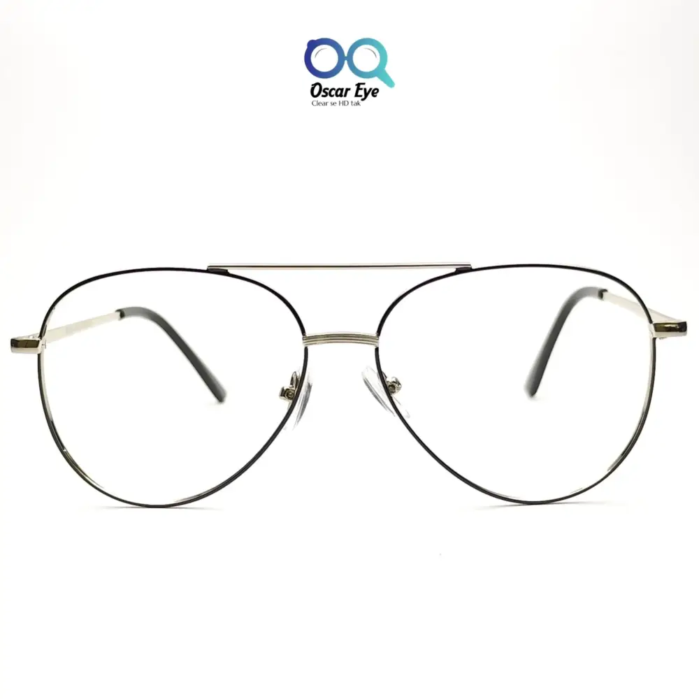 Silver Black Retro Aviator UV-400 Computer EyeGlasses |OscarEye|