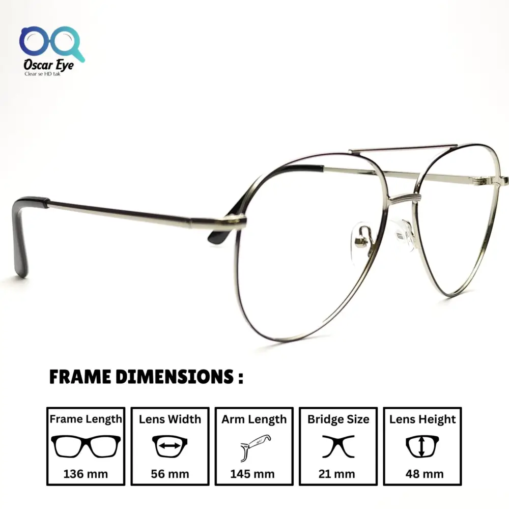 Silver Black Retro Aviator UV-400 Computer EyeGlasses |OscarEye|