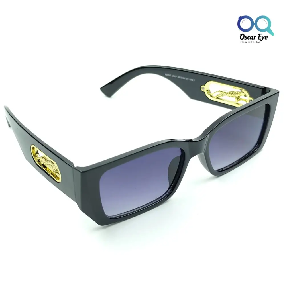 Black Golden Blue UV-400 Rectangle Cartier Sunglasses |OscarEye|