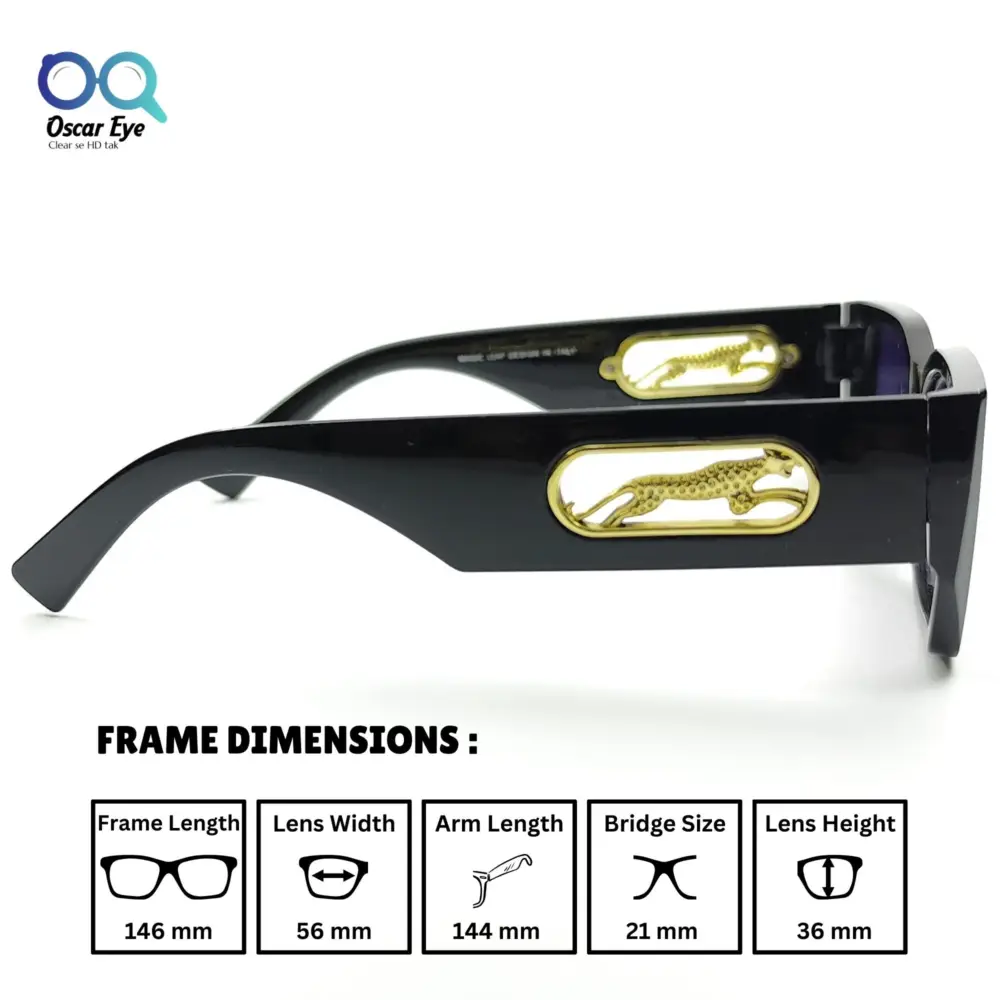 Black Golden Blue UV-400 Rectangle Cartier Sunglasses |OscarEye|