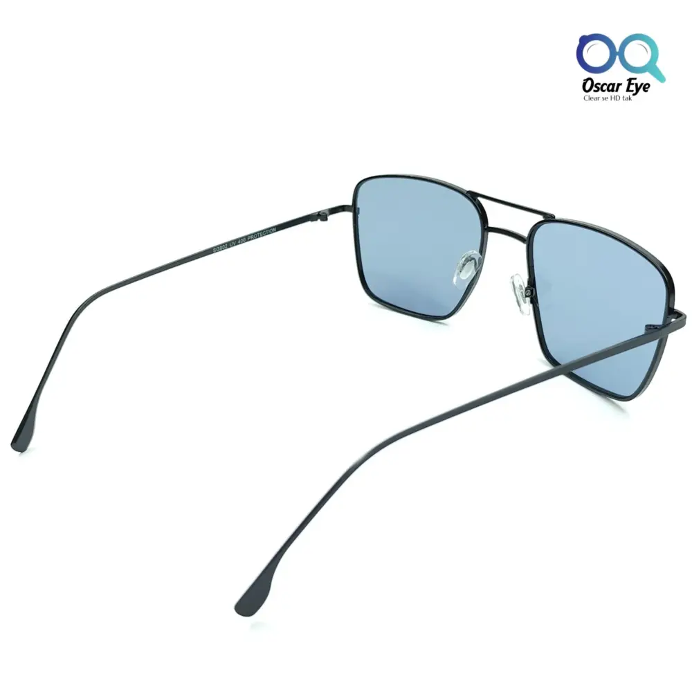 Black Blue Retro Square Aviator UV-400 Power Sunglasses |OscarEye|