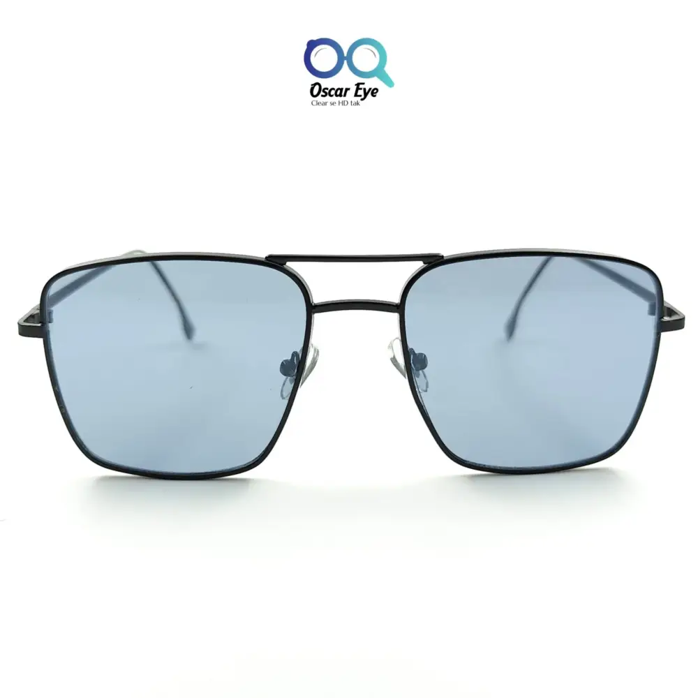 Black Blue Retro Square Aviator UV-400 Power Sunglasses |OscarEye|