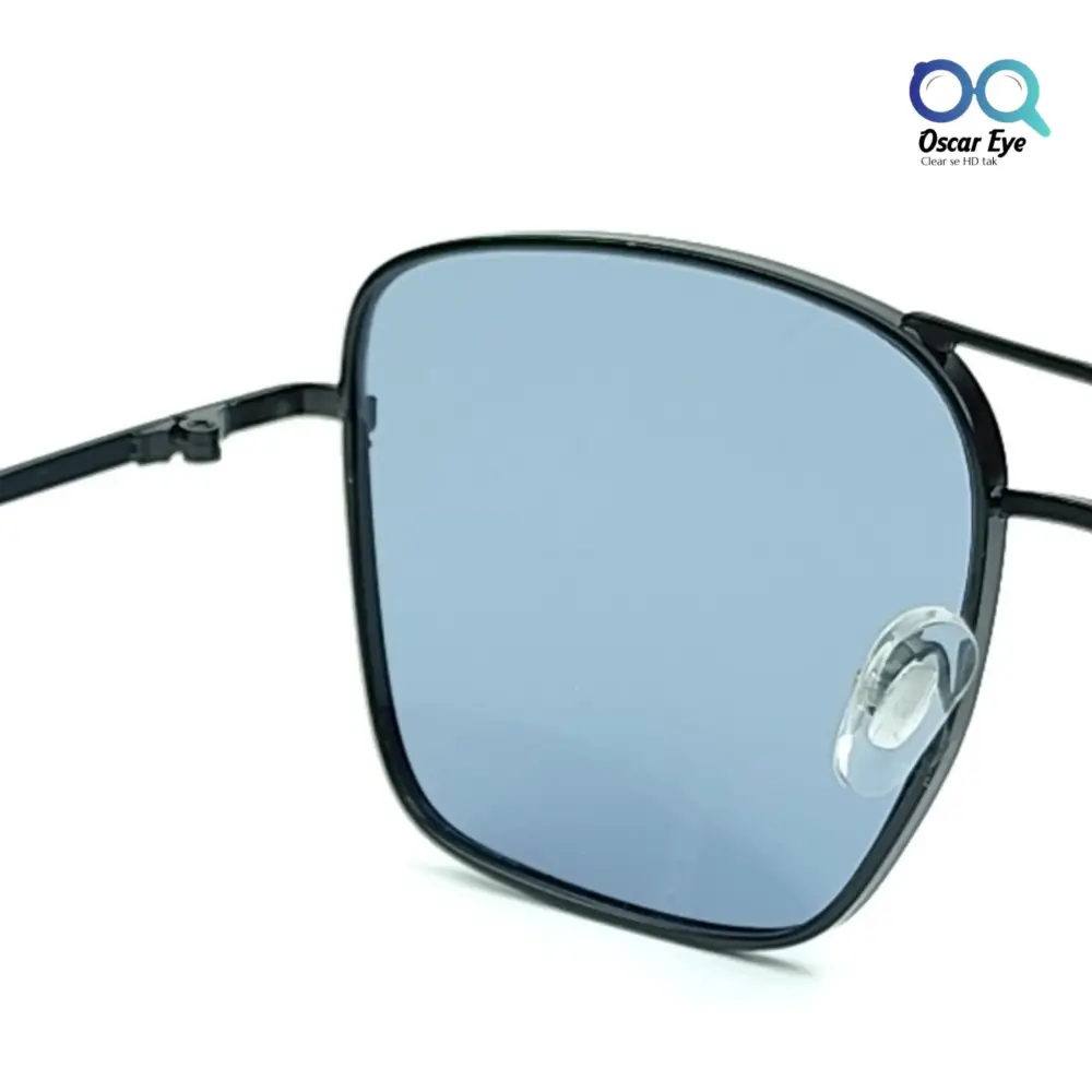 Black Blue Retro Square Aviator UV-400 Power Sunglasses |OscarEye|