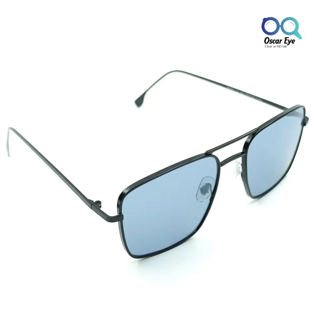 Black Blue Retro Square Aviator UV-400 Power Sunglasses |OscarEye|