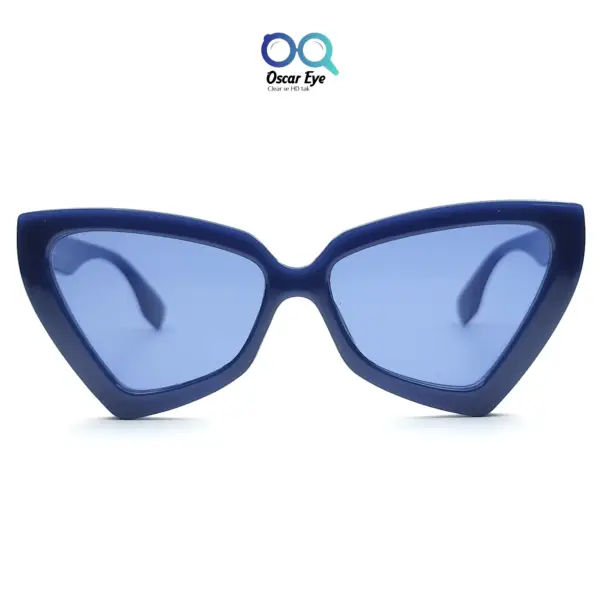 Retro Solid Blue UV-400 Large CatEye Sunglasses |OscarEye|