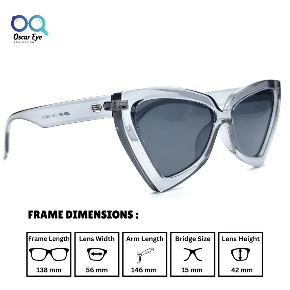 Retro Transparent Grey UV-400 CatEye Sunglasses |OscarEye|