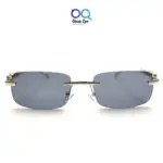 Silver Black Rectangle UV-400 Rimless Sunglasses |OscarEye|