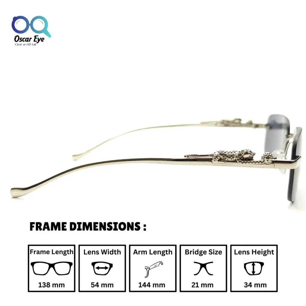 Silver Black Rectangle UV-400 Rimless Sunglasses |OscarEye|