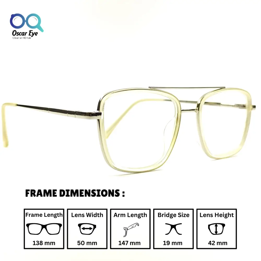 Cream Square Tony Stark Style Computer Eyeglasses |OscarEye|