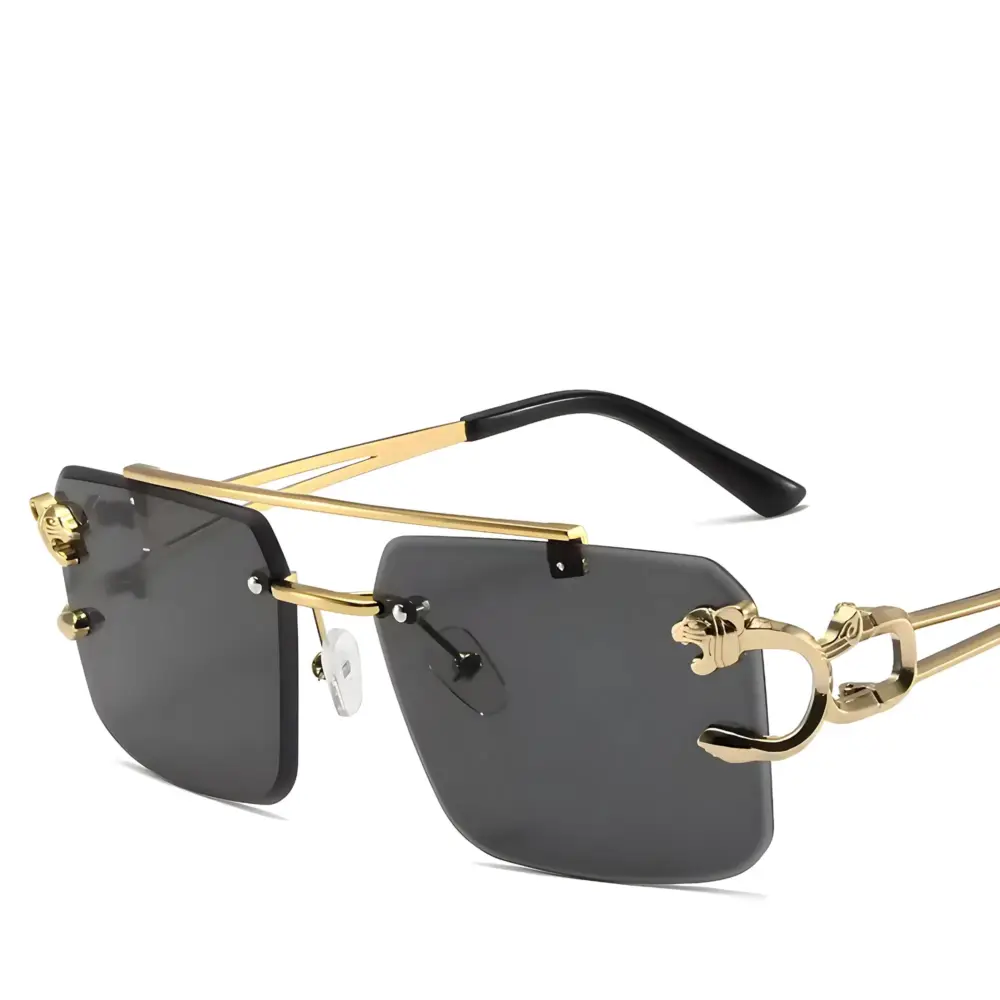 Cartier Rimless Golden Black UV-400 Sunglasses |OscarEye|