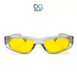 Transparent Grey Yellow Rectangular CatEye Power Sunglasses