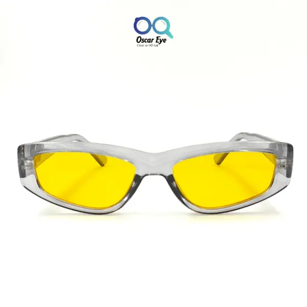 Transparent Grey Yellow Rectangular CatEye Power Sunglasses