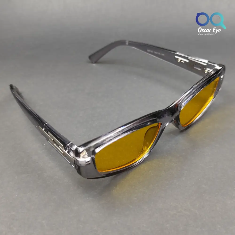 Transparent Grey Yellow Rectangular CatEye Power Sunglasses