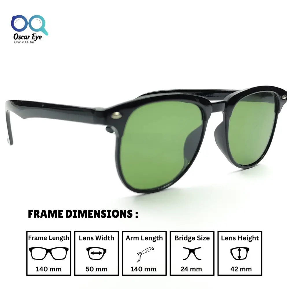 Black Green Round ClubMaster UV-400 Sunglasses |OscarEye|