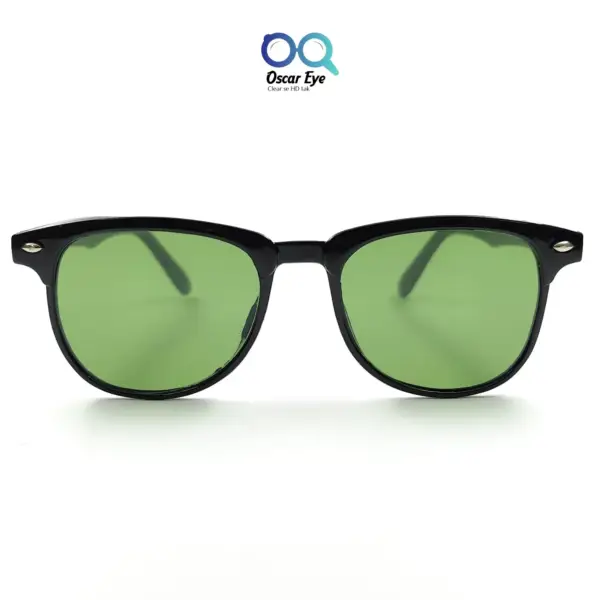 Black Green Round ClubMaster UV-400 Sunglasses |OscarEye|