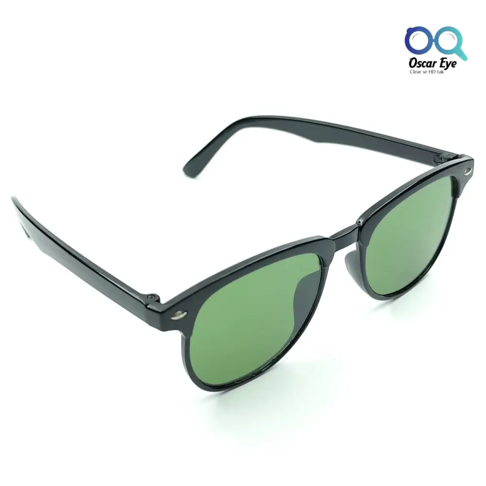 Black Green Round ClubMaster UV-400 Sunglasses |OscarEye|