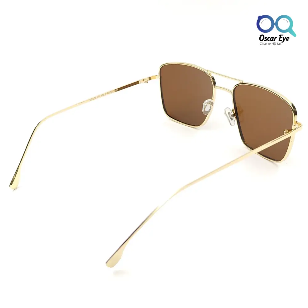 Golden Brown Retro Square Aviator UV-400 Power Sunglasses |OscarEye|