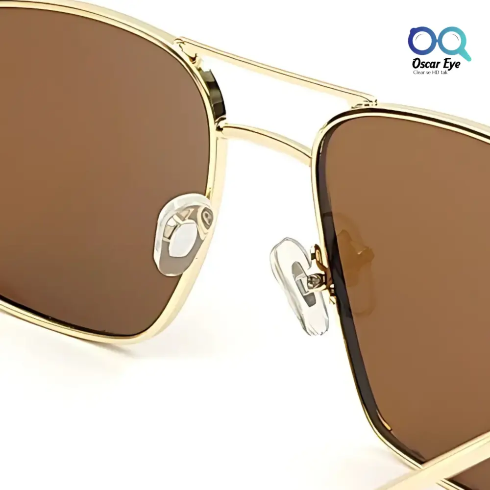 Golden Brown Retro Square Aviator UV-400 Power Sunglasses |OscarEye|