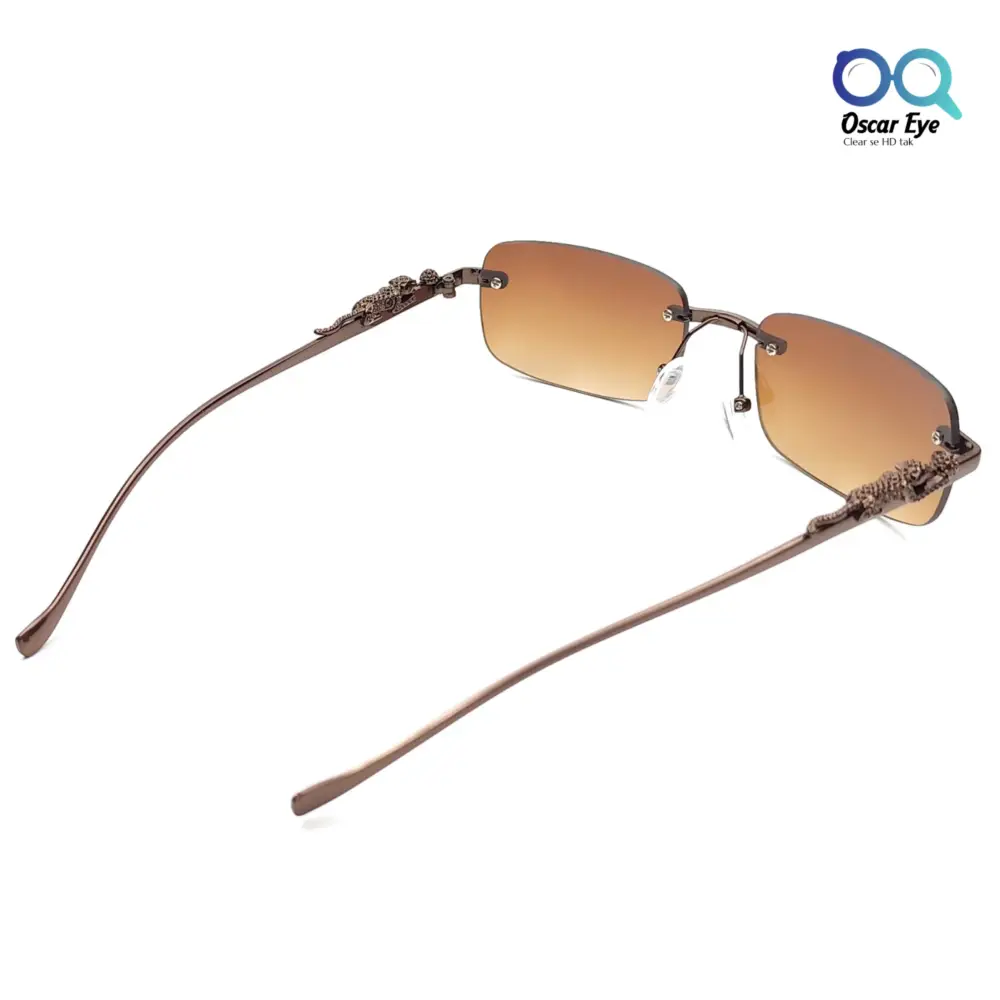 Brown Retro Rectangle UV-400 Rimless Sunglasses |OscarEye|