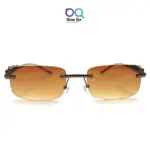 Brown Retro Rectangle UV-400 Rimless Sunglasses |OscarEye|