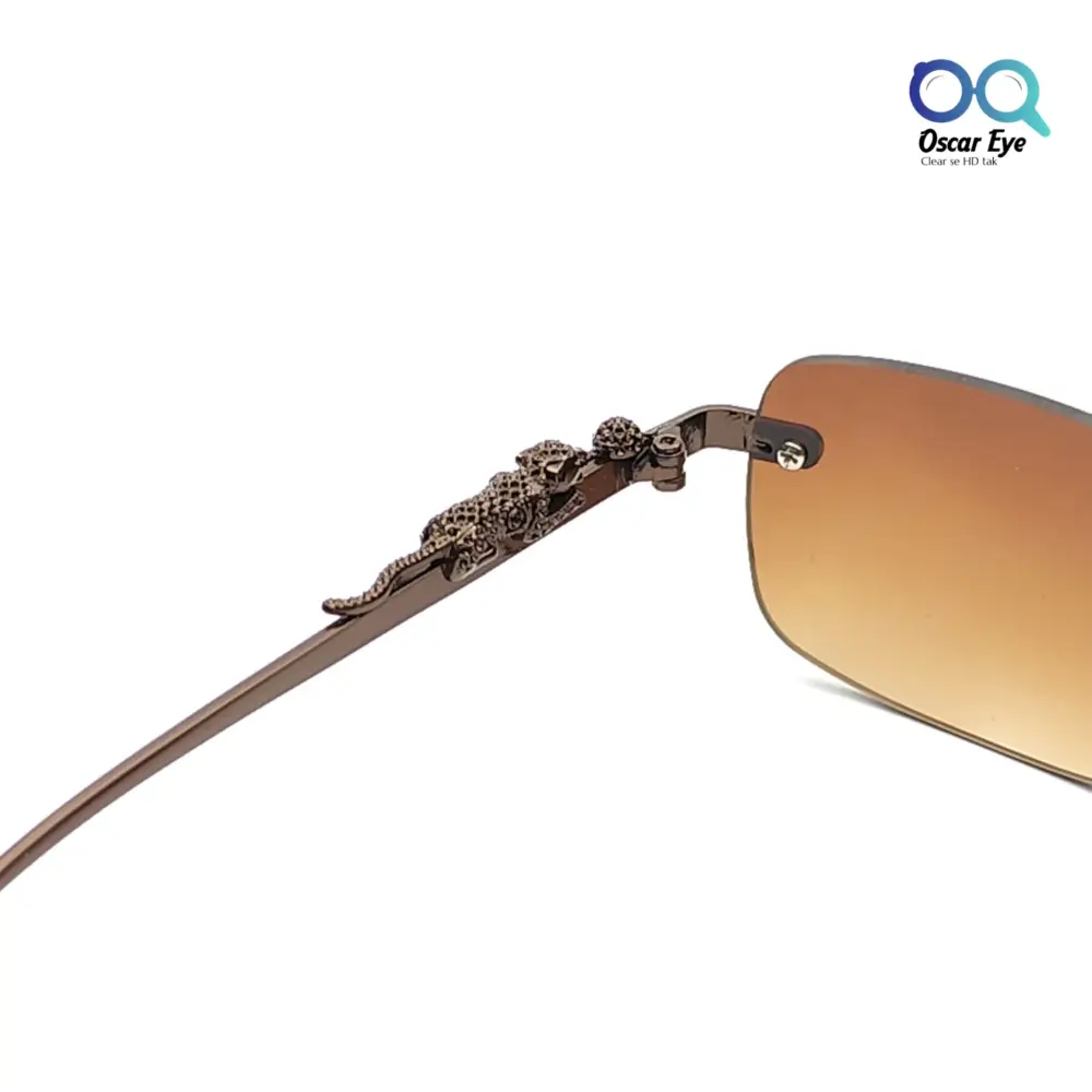 Brown Retro Rectangle UV-400 Rimless Sunglasses |OscarEye|