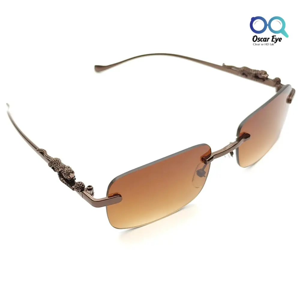 Brown Retro Rectangle UV-400 Rimless Sunglasses |OscarEye|