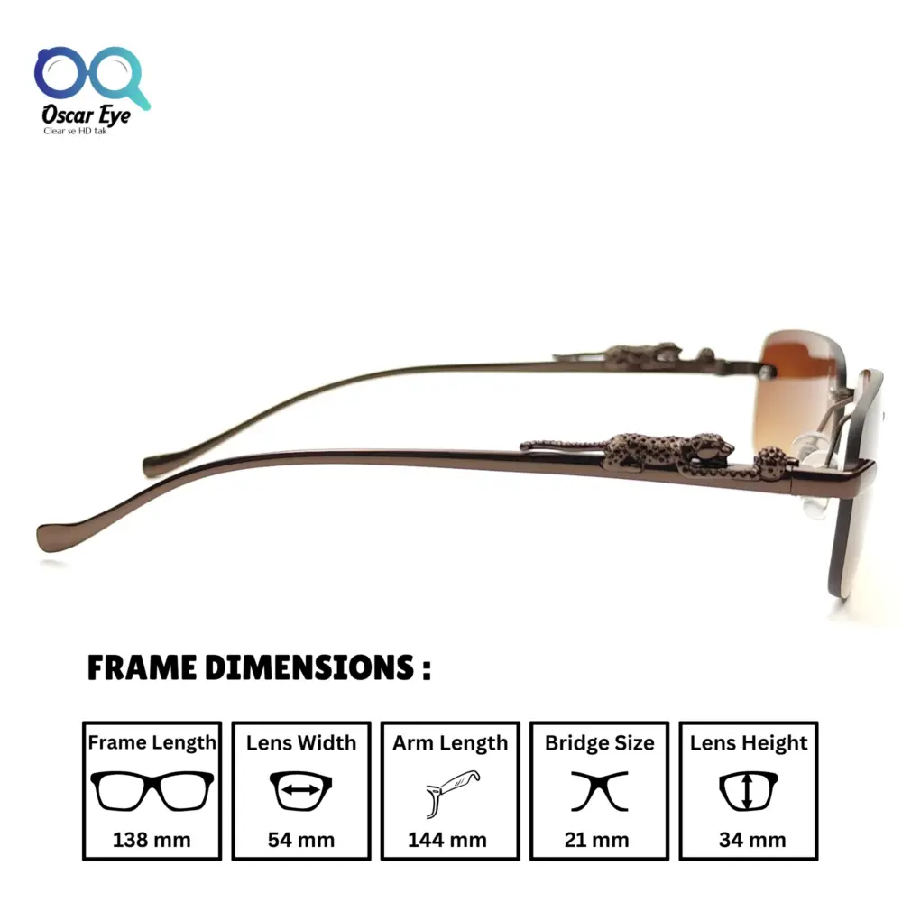 Brown Retro Rectangle UV-400 Rimless Sunglasses |OscarEye|