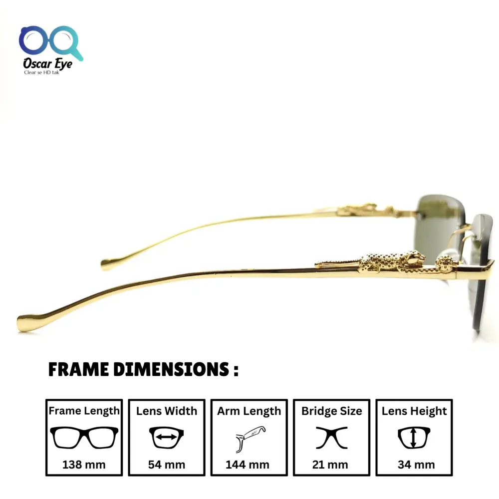 Golden Green Rectangle UV-400 Rimless Sunglasses |OscarEye|