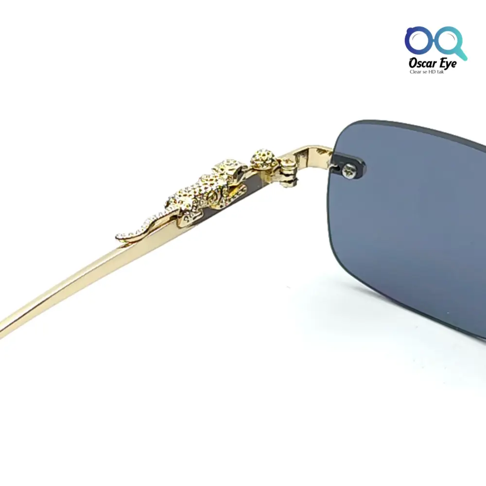 Golden Blue Rectangle UV-400 Rimless Sunglasses |OscarEye|